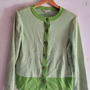 St.John Sport Green Striped Women's Sweater